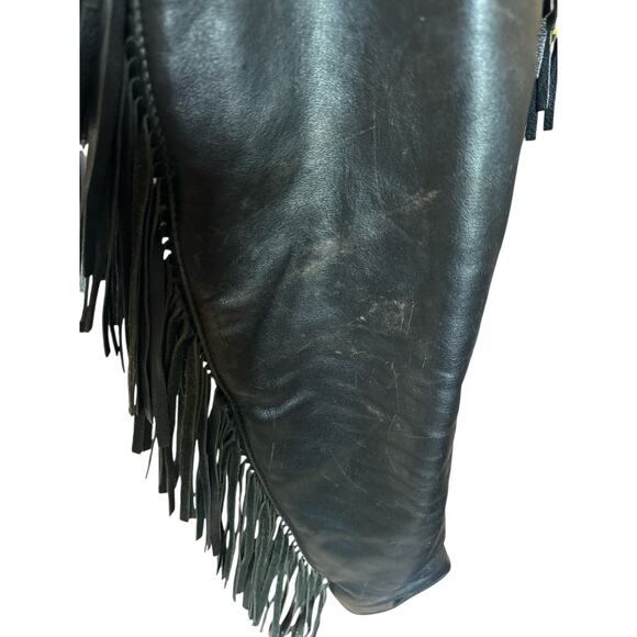 Open Road | Vintage Black Fringe Leather Motorcycle Jacket | Size 38 | Medium - Picture 10 of 13